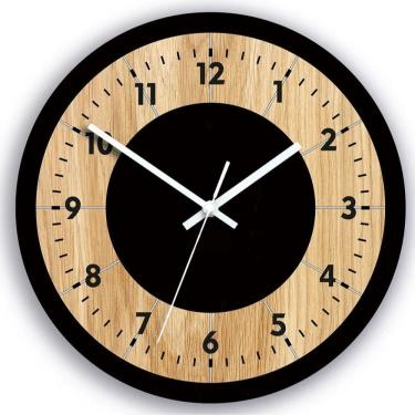 Imagem de Relógio de parede de madeira de 12 polegadas silencioso sem tique-taque preto moderno