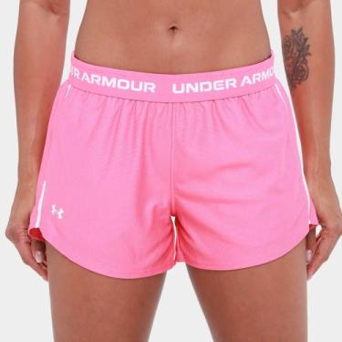 Imagem de Shorts Under Armour Play Up Feminino, Rosa, Branco, GG