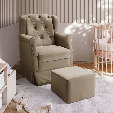 Imagem de Poltrona De Amamentação Balanço Ternura Puff Suede Bege Bege