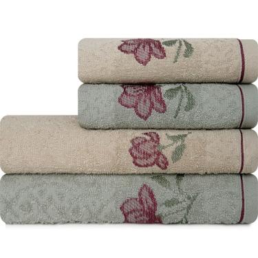 Imagem de Jogo de Toalhas 4 Peças Banho e Rosto 100% Algodão Karsten Encanto