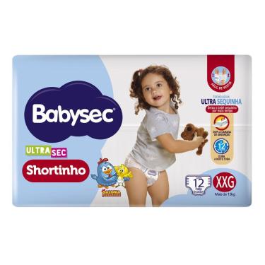 Imagem de Fralda Babysec Ultrasec Shortinho Tamanho XXG 12 Unidades Descartáveis