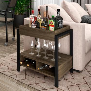 Imagem de Mini Bar Habitat Madeirado e Tubos Pretos