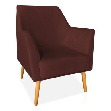 Imagem de Poltrona Decorativa Julia Veludo Pés Palito Castanho Marsala