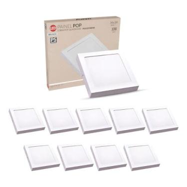 Imagem de Kit 10 Painel Led Pop Quadrado Sobrepor 30w 6500k 39x39 Pr Avant