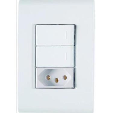 Imagem de Interruptor com 2 teclas e 1 tomada 20a liz - tramontina