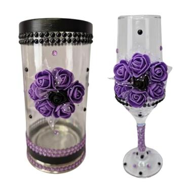 Imagem de Kit Taça e Porta Vela Maria Mulambo Rosas Vidro + Presente