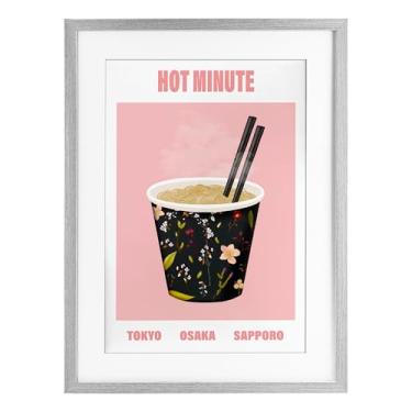 Imagem de Stupell Industries Hot Minute Cup of Noodles Impressão emoldurada cinza sob vidro, design por A Barefoot Stylist, 23 x 17