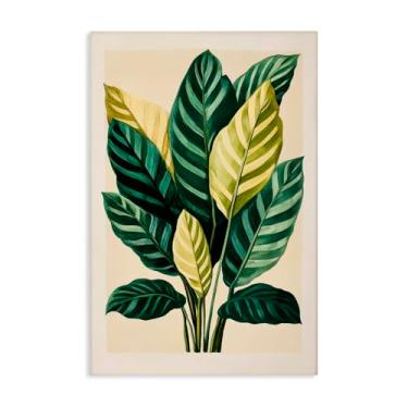 Imagem de Stupell Industries Arte de parede em tela de folhas tropicais ramos verdes, design por Petal Prints Design, 76 x 50 cm
