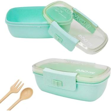 Imagem de Marmita Pote 650ml com Tampa Antivazamento + Garfo e Colher – Livre de BPA, Para Micro-ondas e Freezer, Ideal para Trabalho, Escola, Academia e Viagens (Verde)