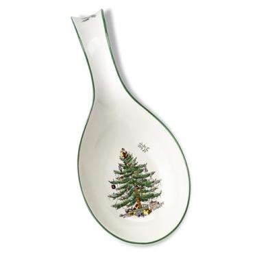 Imagem de Spode Descanso de colher de árvore de Natal, descanso festivo de utensílios de cozinha de 30,5 cm, espátula de Natal e suporte de concha para bancada de cozinha, louça fina, acessório de cozinha para