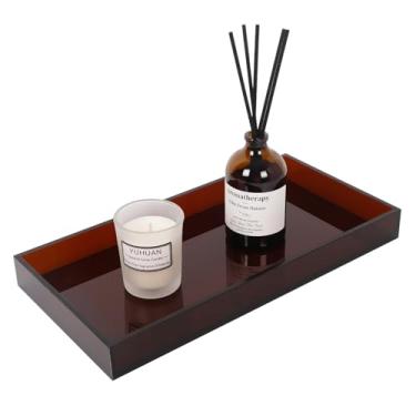 Imagem de ClarityCraze Bandeja de acrílico âmbar com 5 mm de espessura, bandeja decorativa para banheiro, vaso sanitário, bancada de pia, sala de estar, cômoda, mesa de centro