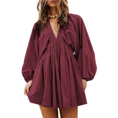 Imagem de Vestido Acelitt plus size de outono para mulheres 2024 vermelho com de