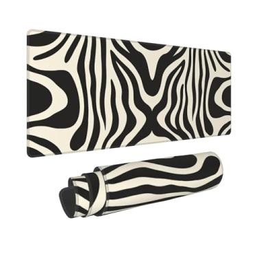 Imagem de Tapete de mesa com listras pretas e brancas, tapete de mouse grande para jogos, listras pretas e brancas, grande para laptop, computador, mouse e teclado para decoração de mesa de escritório, 80 x 30