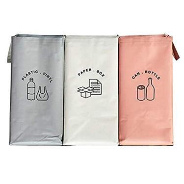 Imagem de It likes Sacos separados para lixeira de reciclagem para cozinha, casa, lixeira, organizador de cestos à prova d'água, recipiente de compartimento (conjunto de 3 cores)