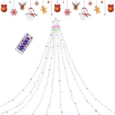 Imagem de Luzes de Natal com Energia Solar - 3.35m LED com Temporizador Remoto | Luzes De Natal Cascata Para Exterior Com Energia Solar - Para Jardim Relvado Caminho Pátio Alpendre Árvore Festa De Férias