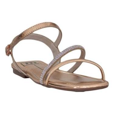 Imagem de Rasteira Ouro Rosado Duas Tiras Strass | Moleca-Feminino