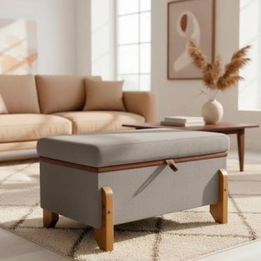 Imagem de Puff Recamier Báu Para Quarto 50 cm Versallies Boucle Cinza