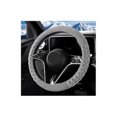 Imagem de FALVFUN Capa de volante de carro, protetor de volante de veículo antiderrapante com anel interno, acessórios internos automotivos resistentes a arranhões, ajuste universal (cinza)