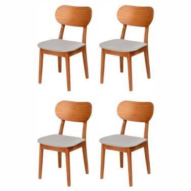 Imagem de Kit 4 Cadeiras Madeira Maciça Multilaminada e Estofada Letícia Espress