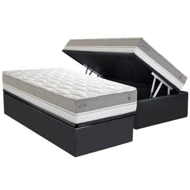 Imagem de Conjunto Box Baú Solteiro: Colchão Molas Herval Maxspring C1672 + Base Crc Suede Gray (88x188)