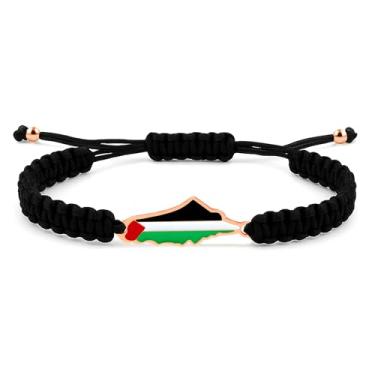 Imagem de Vivaday Pulseira trançada com bandeira palestina | Joias Freedom for Palestine | Pulseiras de orgulho palestino e paz | Pulseira cultural artesanal do Oriente Médio YA5882, Medium, Metal, Sem Pedra
