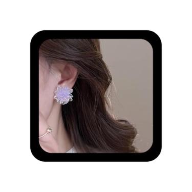 Imagem de Xduargs Brincos de flor de acrílico Boho de resina acrílica vintage flor floral brinco floral de casamento para mulheres (azul), Zinco, Sem pedra preciosa