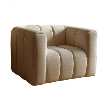 Imagem de Poltrona Mona Decorativa Confortável Moderna Sala De Estar - Linho Marrom 150