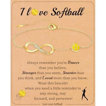 Imagem de Pulseiras de beisebol/futebol/vôlei, futebol/softbol/basquete/tênis, presentes infinitos, pulseiras para mulheres, adolescentes, prata, banhado a ouro 14K, acessórios esportivos, joias para colegas de