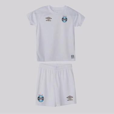 Imagem de Kit Umbro Grêmio II 2023 Infantil Branco-Unissex