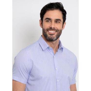 Imagem de Camisa Aleatory Listrada Manga Curta Subtle Azul-Masculino