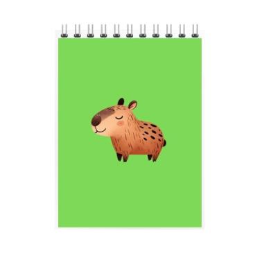 Imagem de Caderno Espiral com Ilustração de Capivara Fofa, Design Colorido, Fundo Cinza/Laranja/Roxo, Estilo Infantil (4, Verde)