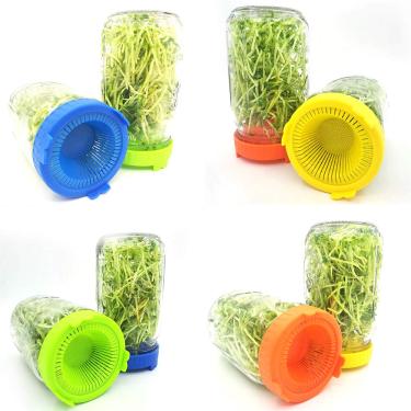 Imagem de Acouto 4 Unidades de Tampas de Germinação de Plástico Sem BPA, Potes de Boca Larga - Design Fácil de Enxágue e Drenagem, Brotos Orgânicos Crescentes, Brócolis Perfeitos, Lentilhas e Brotos de Feijão