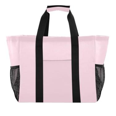 Imagem de ODAWA Linda bolsa de praia de lona leve rosa para natação e uso diário, bolsa de praia impermeável para piscina