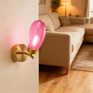 Imagem de OUFULA Berinjela Moderna Lâmpada De Parede LED Personalidade Criatividade Sala Quarto Restaurante Villa Decoração De Casa Corredor Parede Scon (Roxo 1 luz)