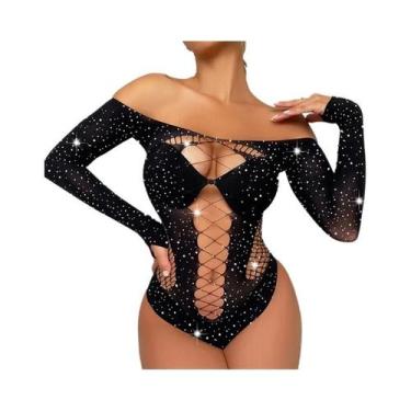 Imagem de Body Sexy Feminino Com Renda E Costas Descobertas, Detalhes Em Cristal