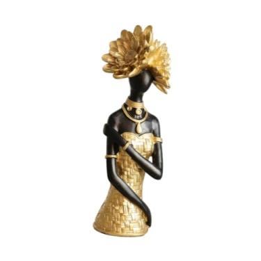 Imagem de IEUDNS Estatueta de resina de africana, coleção de artesanato decorativo, presente, escultura para decoração de mesa, armários e prateleiras, Style C