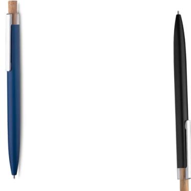 Imagem de Caneta Esferográfica Retrátil em Alumínio Reciclável e Bambu, Escrita Azul, Refil Parker, Grip Antiderrapante, 1 e 2Unidades, 1mm (Azul e Preto 2)