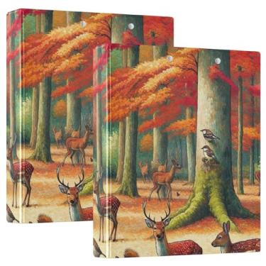 Imagem de Pasta de arquivo redonda de 3 anéis para fichários de cenários de vida selvagem de outono para material de escritório, 1 pacote