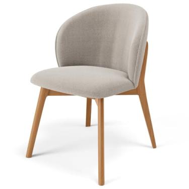 Imagem de Cadeira de Jantar e Estar Living Estofada Mia L02 Bouclê Creme - Lyam Decor