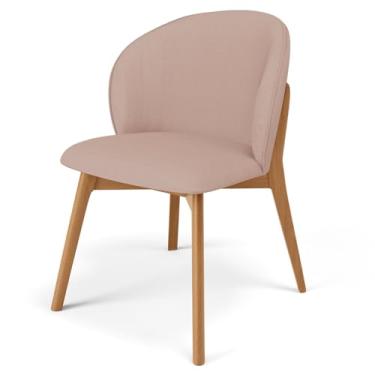 Imagem de Cadeira de Jantar e Estar Living Estofada Mia L02 Linho Rosê - Lyam Decor