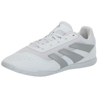 Imagem de adidas Tênis unissex 24 Club Indoor Sala, Branco/Prata Metálico/Branco, 9.5 Women/8.5 Men