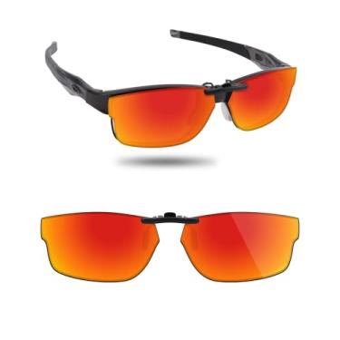 Imagem de Fiskr Óculos de sol polarizados clip-on para Oakley Crosslink OX3128 (tamanho 53-18) - Proteção UV - Ajuste universal - Não abre, Vermelho fogo, 53mm