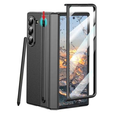 Imagem de HOULEE Capa para Samsung Galaxy Z Fold 7 com protetor de tela integrado e proteção de dobradiça e S Pen, capa protetora de couro premium com tudo incluído para Galaxy Z Fold 7 - preta