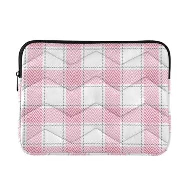 Imagem de Bolsa masculina xadrez chique rosa branca para laptop de 13 a 13,3 polegadas para laptop para mulheres, bolsa para computador