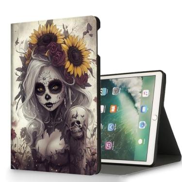 Imagem de RUUHLJLET Capa para tablet Samsung Galaxy Tab A11 Plus 2025/ Tab A9 Plus 2023 de 11 polegadas, despertar/hibernar automaticamente, capa protetora com suporte ajustável - Sugar Skull Rose