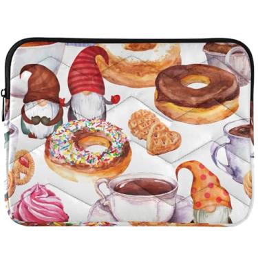 Imagem de Capa acolchoada para laptop Gnomos Tea Cup Coffee Donuts capa para computador universal de 13 a 14 polegadas para MacBook Case 13 polegadas