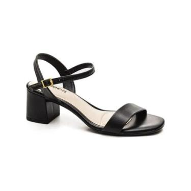 Imagem de Sandália Feminina Salto Médio Grosso Moleca Original Cor:PretoTamanho: