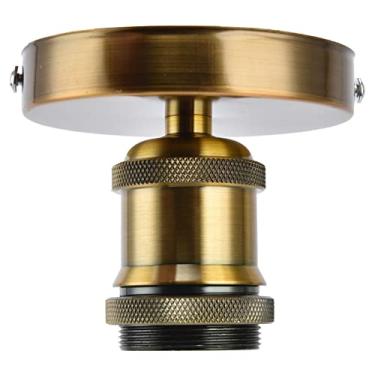 Imagem de Solinder Suporte de Lâmpada Vintage E27, Soquete de Lâmpada Rosqueado E27 Padrão Com Cabeça Alumínio para Cozinha, Quarto, Sala Estar, Fácil Instalação, Retardador Chamas, (pátina dourada)