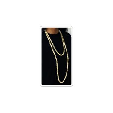 Imagem de ANGLEQUEEN Colar longo de pérolas para mulheres, 1920, vários fios, colares de pérolas em camadas, 150 cm, vintage, com contas, joias de fantasia, Metal, Sem Pedra Preciosa