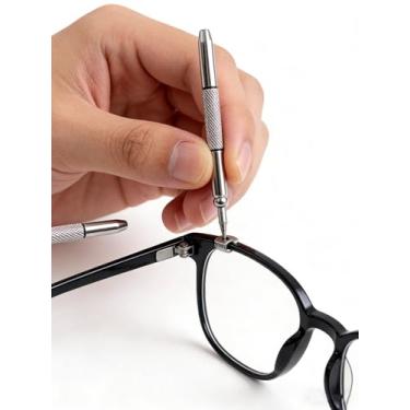 Imagem de Conjunto de 2 chaves de fenda de precisão para óculos – ferramentas de reparo de relógio de aço com chaveiro, mini ferramentas manuais portáteis para óculos, relógios e eletrônicos pequenos, prateado